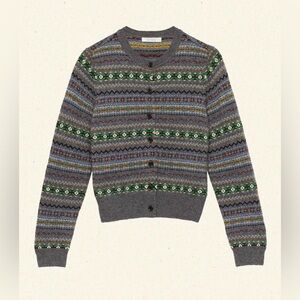 Doen Faustine Cardigan Sweater in Dashwood Fair Isle Size XXL